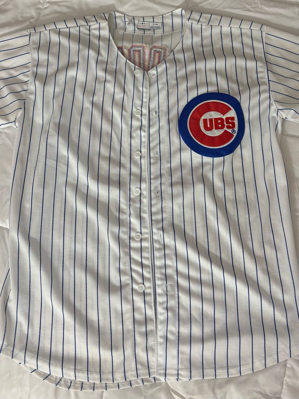 Chicago Cubs Eddie Vedder #10 Majestic Pinstripe Jersey XL